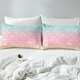 thumbnail image 4 of YST Drap-Housse Écailles de Sirène Taille Simple, 2 Pcs Draps Pailletés Roses pour Filles Enfants Ados, Housse de Lit Arc-en-Ciel Coloré, Ensemble de Literie Ultra Doux et Confortable Dégradé Scintillant Galaxie, 4 of 6