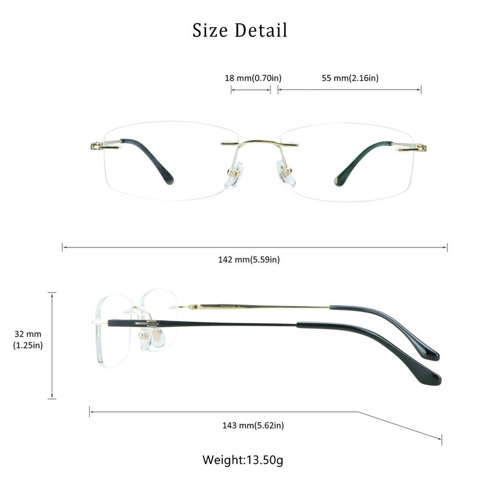 LifeArt Pure Titanium Frame Glasses/Blue Light Blocking Reading Glasses, Reduce Eyestrain, Stylish for Men and Women(Gold,+2.50 Magnification)