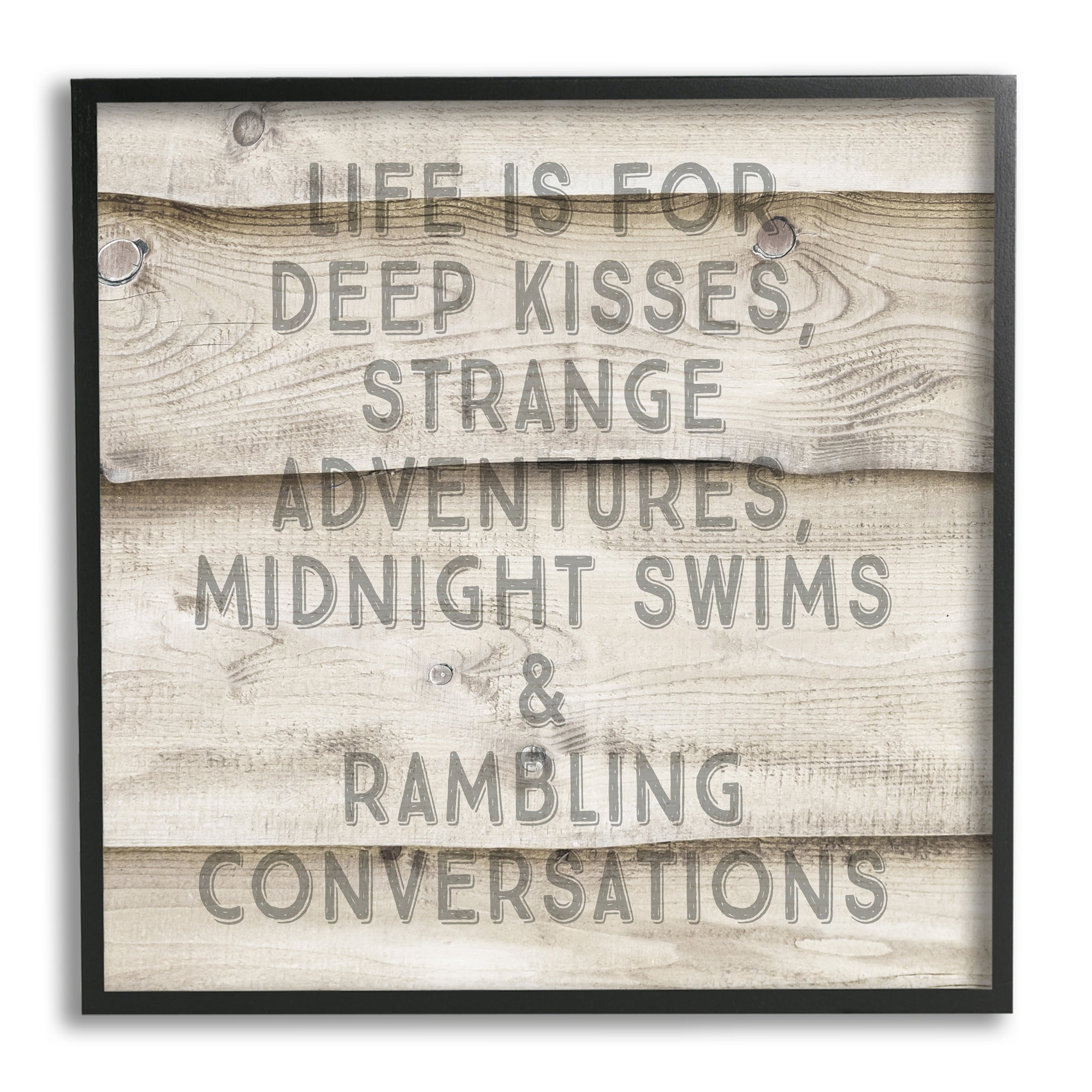 Stupell Industries Romantic Motivational Typography Phrase Rustic Grain Design Framed Wall Art, 17 x 17, Design by Amy Brinkman