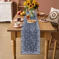 thumbnail image 2 of Navy Blue Floral Boho Table Runner - 108 Inch Long Ethnic Tribe Abstract Art Flower Cotton and Linen Blended Dress Scarves Farmhouse Table Runner for Kitchen Dining, Coffee Table, 13" x 108", 2 of 8