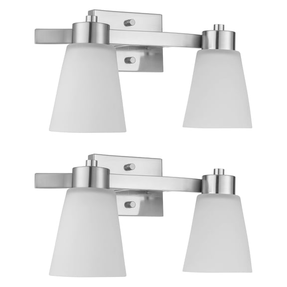 Prominence Home 2 Pack 2 Light Modern Bathroom Vanity Light with Frosted Glass