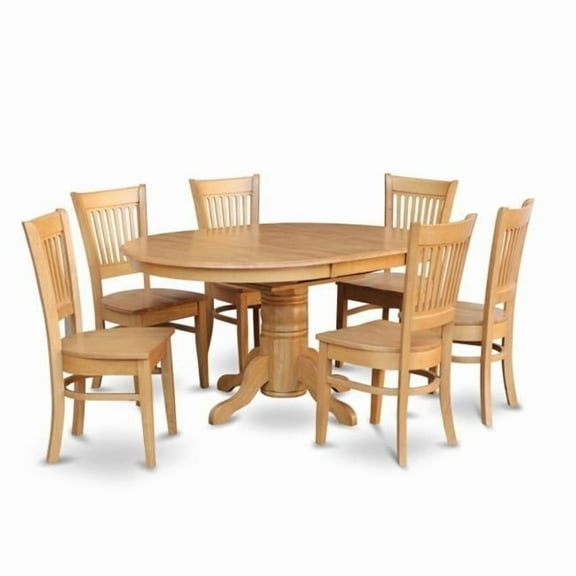 East West Furniture  5 Piece Modern Dining Table Set Includes an Oval Wooden Table and 4 Kitchen Chairs, Oak(Seats Option) AVVA5-OAK-C