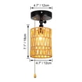 thumbnail image 2 of FSLiving Adjustable Light, Zipper Switch 12V RV Industrial Twine Natural Boho Hollow-carved Designed Rattan Shade, E12 Socket Semi Flush Mount Interior Lighting Decorative for RV Camper Hallway, 2 of 7