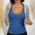 thumbnail image 4 of Women's Deep V-Neck Tank Top with Slim Fit and Adjustable Strap Detail - Medium, Blue, 4 of 7