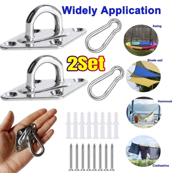 Heavy Duty Hammock Hanging Kit 2 Pack with Ultra Strong Hammock Hooks & Carabiners for Hammock Stand Swing Chair Yoga Swing Ceiling Hook Indoor Outdoor Use