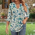 thumbnail image 4 of Women's Plaid V-Neck T-Shirt with 3/4 Sleeve, Red and Black Casual Fashion Top for Everyday Wear, 4 of 6