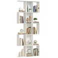 thumbnail image 1 of HOMCOM 5-Tier Bookshelf, S Shaped Geometric Bookcase, White Wood Grain, 1 of 10