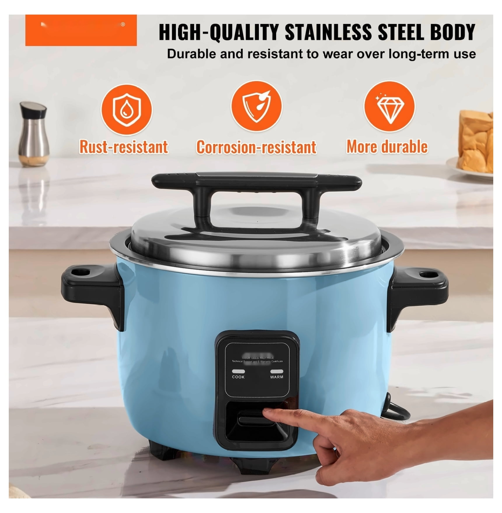 Commercial Rice Cooker 40-Cup 8L Non-Stick Restaurant Grade Keep Warm