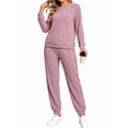 thumbnail image 4 of UVN Two Piece Sets for Women Casual Outfits Sets Textured Long Sleeve Shirts and Long Pants Lounge Set Fall Pajama Sets with Pockets, 4 of 9