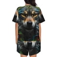thumbnail image 6 of Rateoe Realistic Style Colorful Wolf Pattern Women's Short-Sleeved Pajama Set - 2 Piece Soft and Lightweight Sleepwear Set-4X-Large, 6 of 7