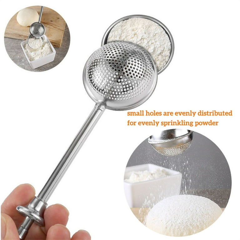  Food Grade Stainless Steel Powdered Sugar Shaker Duster Flour  Sifter, Baking Powder Sifters for Baking Tools (Black): Home & Kitchen