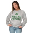 thumbnail image 3 of Kiss Me I'm Cute Saint Patricks Day Women Crewneck Sweatshirt Brisco Brands L, 3 of 6