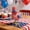 B, variant on Multicolor Independence Day Decorative Turkey Figurine for Home, Flag Striped Chick Figurine for Shelf Display, Cute Turkey Ornament for 4th of July Decorations
