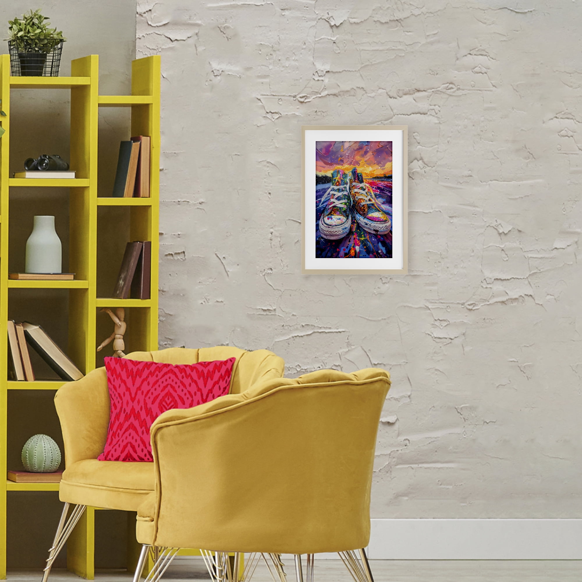 Stupell Industries Vibrant Sneakers at Sunset Birch Framed Print Under Glass, design by Creative Studio