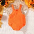 thumbnail image 5 of Odeerbi Baby Girls Clothes Halloween Pumpkin Print Rompers Corduroy Jumpsuits Flower Embroidery Corduroy Bib Onesie Bodysuit Orange, 5 of 8