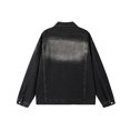 thumbnail image 5 of Mens Button up Denim Jacket, Lapel Collar No Hood Jean Trucker Coat, Vintage Washed Motorcycle Jacket Casual Street Outerwear Black, 5 of 9