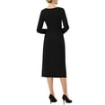 thumbnail image 3 of INSPIRE CHIC Women's Knee Length Pencil Dress Long Sleeve Tie Waist Church Work Sheath Dresses S Black, 3 of 5