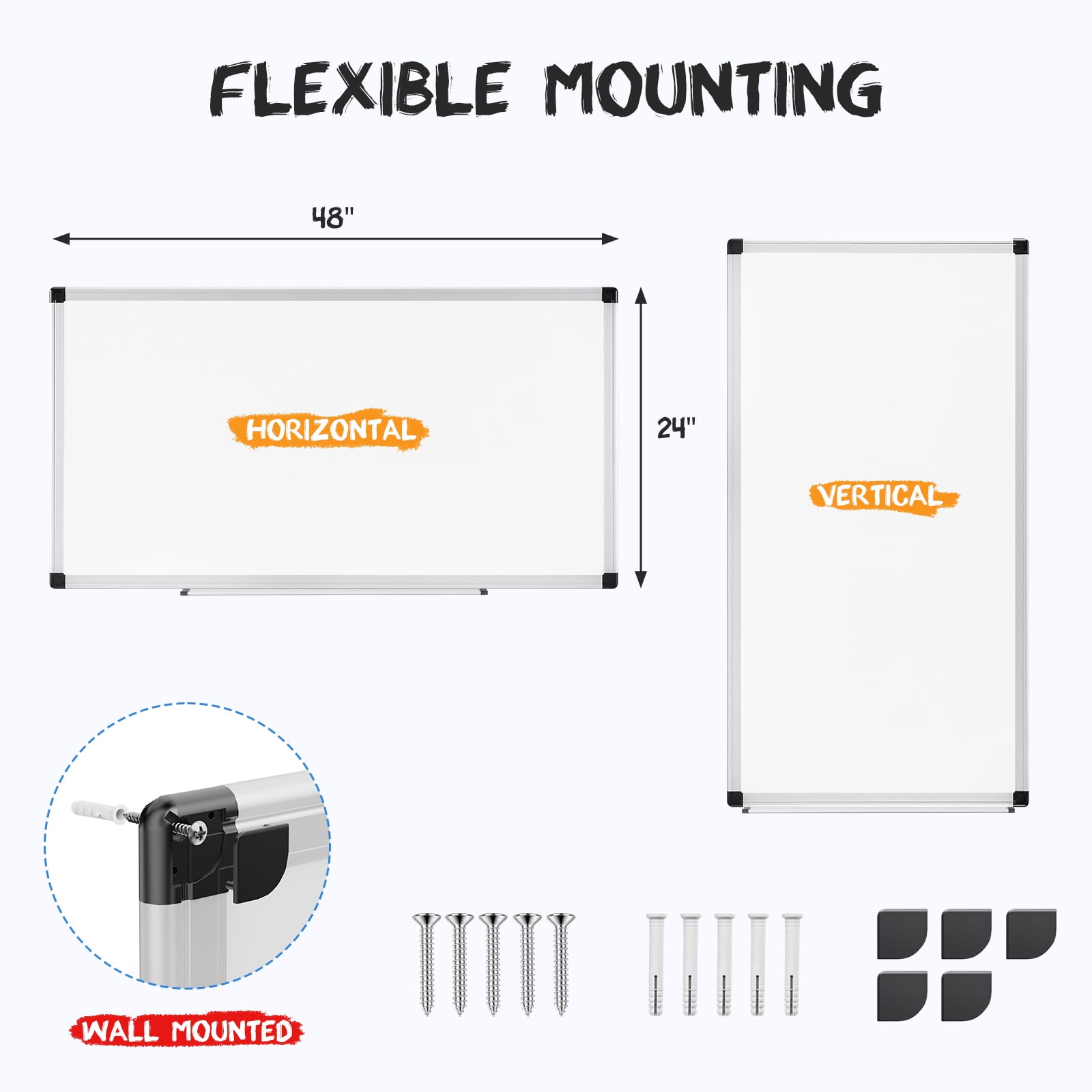 Gianna 48 X 24 inches Magnetic Dry Erase Board with Aluminum Frame, Whiteboard for Home School