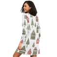 thumbnail image 2 of FORMRS Womens Long Sleeve Nightgowns Crew Neck Sleep Shirt Soft Pajamas Sizes S-3XL, Green Christmas House, 2 of 8