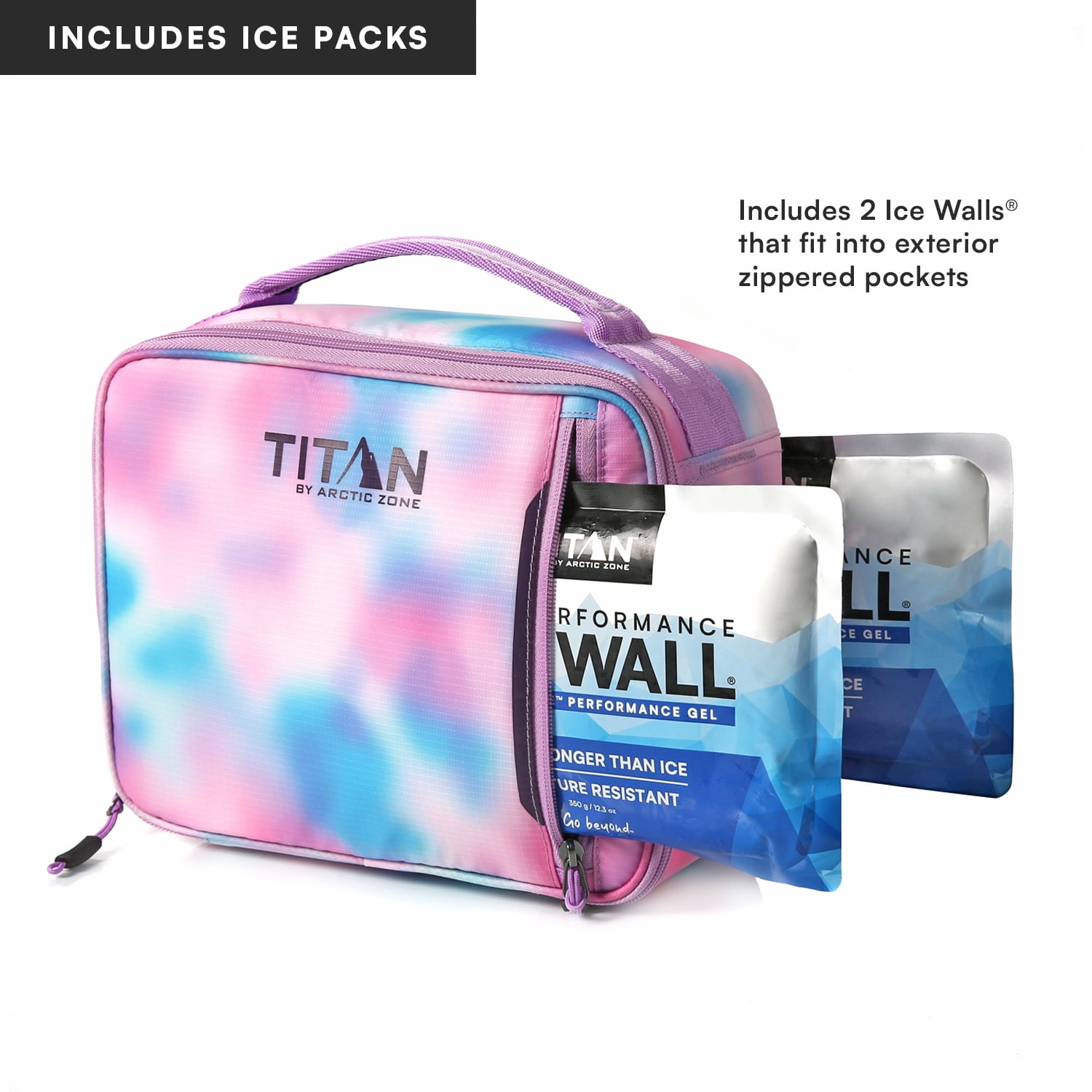 Titan by Arctic Zone Fridge Cold Horizontal Insulated Lunch Box with Reusable Ice Walls - Cotton Candy