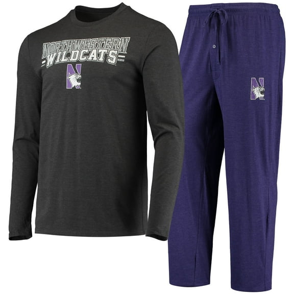 Men's Concepts Sport Purple/Heathered Charcoal Northwestern Wildcats Meter Long Sleeve Top & Pants Sleep Set