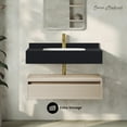 thumbnail image 2 of Avancer 36" Wall-Mounted Bathroom Vanity in White Oak with Black Marble Sink Top, 2 of 7