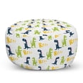 thumbnail image 1 of Dinosaur Party Pouf Cover with Zipper, Happy Cartoon Dino Reptile Rrrr Text on Plain Pattern, Soft Decorative Fabric Unstuffed Case, 30" W X 17.3" L, Multicolor, by Ambesonne, 1 of 5