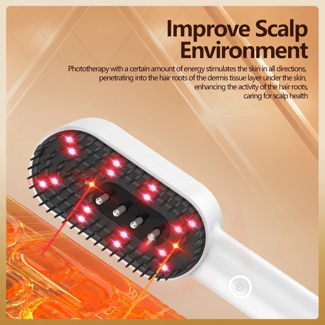 Professional LED Red Light Therapy Hair Growth Comb - Dual-Wavelength Scalp Massager for Thicker Hair and Anti-Hair Loss, At-Home Hair Care Treatment