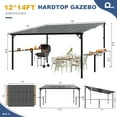 thumbnail image 3 of MEISSALIVVE 12' x 14' Wall Mounted Gazebo, Outdoor BBQ Grill Gazebo with Side Shelf, Lean to Metal Awnings with Sloped Roof, Heavy Duty Pergola for Backyard, Deck, Black, 3 of 11
