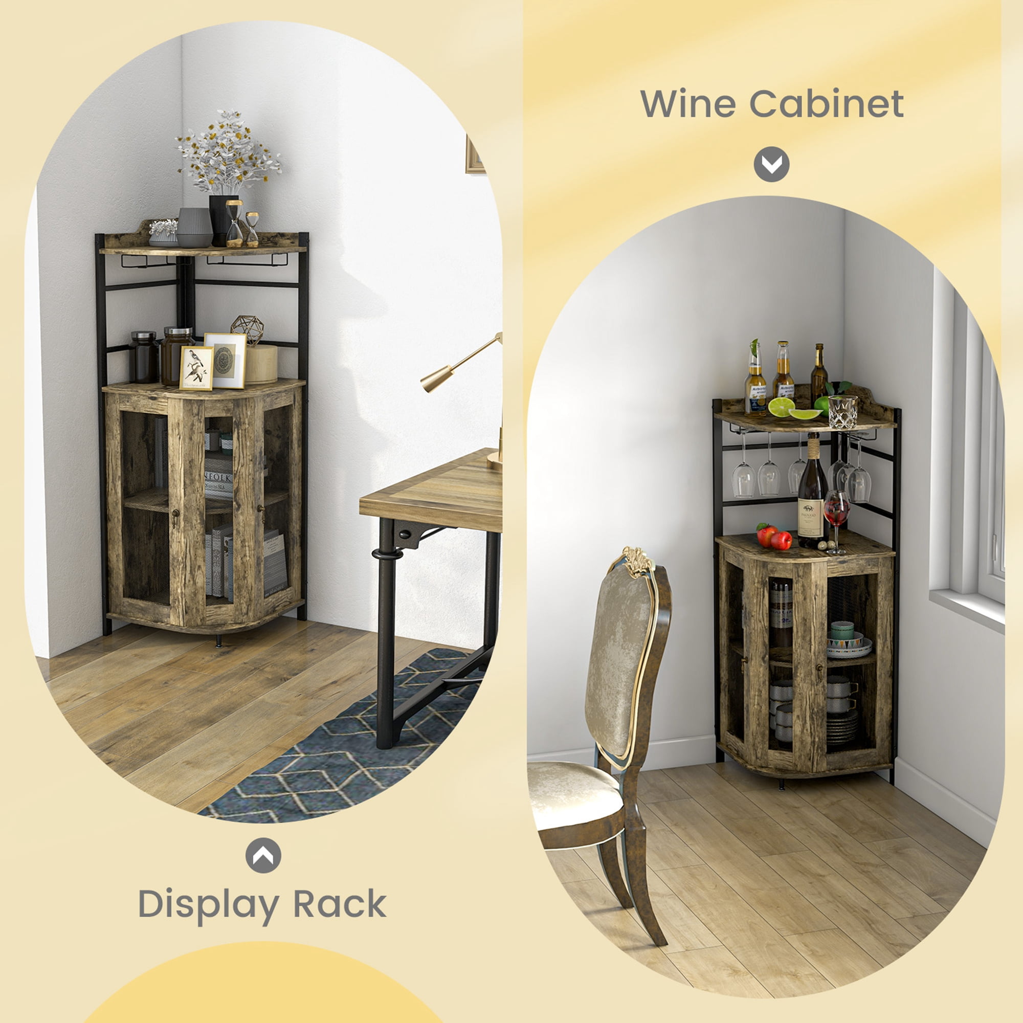 Free Shipping! Costway Corner Bar Cabinet Industrial Liquor Free Shipping! Costway Corner Bar Cabinet Industrial Liquor