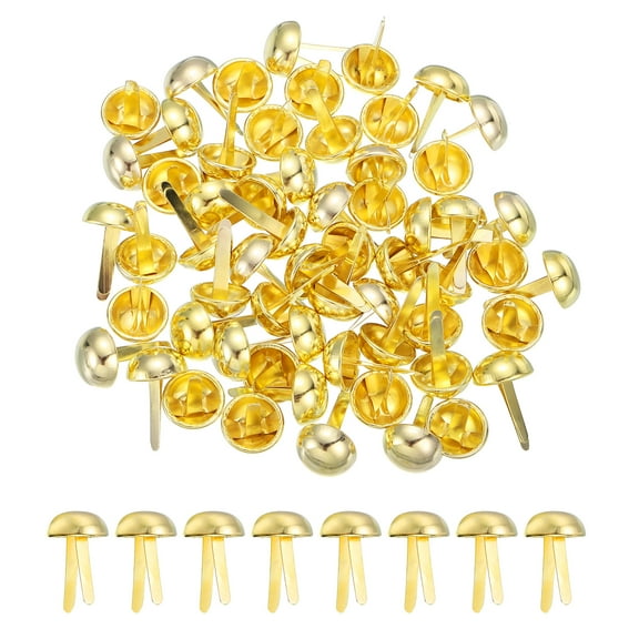 Uxcell 120 Pcs Brads Paper Fasteners, 12 x 20 mm Metal Round Head Split Pins, Prong Brads for Scrapbooking Leather Craft Decorative DIY Supplies, Golden