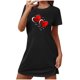 thumbnail image 2 of Camisón corto de San Valentín para mujer, talla grande, estampado en el pecho, cuello redondo, manga corta, 2 of 3