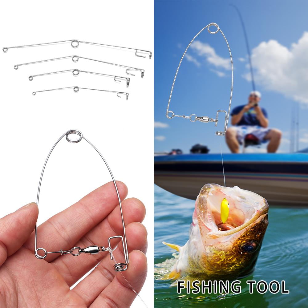 5pcs Stainless Steel Fishing Accessories Fishing Hooks Fishing Tool Spring  Ejection Hook Fishing Device Automatic Fishing Universal Fish Tackle 3 
