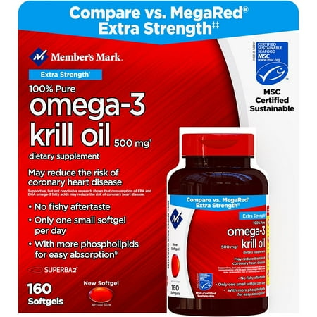 Member S Mark Extra Strength 100 Pure Omega 3 Krill Oil Softgels