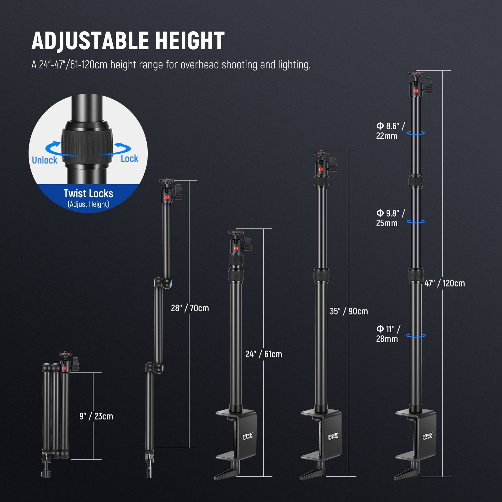 Neewer TL253A+MH022 Overhead Rig - Thumbnail 4