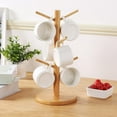 thumbnail image 2 of RUseeN Bamboo Mug Holder Tree, Coffee Cup Holder, Thicker Base Coffee Cup Holder Stand for Counter, Countertop Organizer, Mug Rack with 6 Hooks, 2 of 9