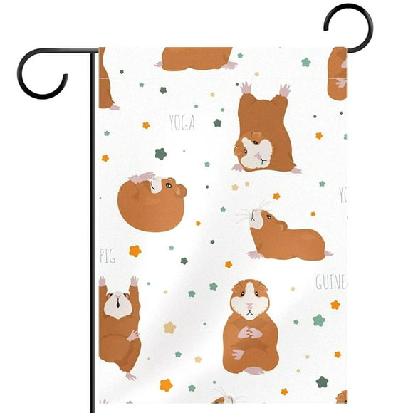 Guinea Pig Yoga Poses Garden Flag Double Sided, 12×18 Inch Small Waterproof House Garden Flag for Spring Summer Outdoor Indoor Decoration