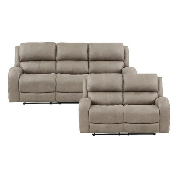 Lexicon Pagosa 2-Piece Polished Microfiber Reclining Sofa Set in Brown