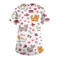 thumbnail image 6 of Kixjoy Scrubs for Women Oversized Short Sleeve V Neck Scrubs Animal Printed Stretch Casual Shirt Medical Lightweight Womens Uniform Tops with Pockets, White 3XL, 6 of 6