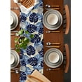thumbnail image 2 of Blue Palm Leaves Table Runner 72 Inches, Farmhouse Summer Beige Tropical Plants Bed Runner Dresser Scarves Tabletop for Indoor Outdoor Parties/Ceremony/Banquet, 13" x 72", 2 of 8