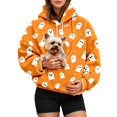 thumbnail image 6 of Zijinkuiwen Women Oversized Fleece Hoodie with Pet Pocket Cute Ghost Star Pattern All Over Print Pullover for Halloween Fall Casual Daily Wear,XL, 6 of 6
