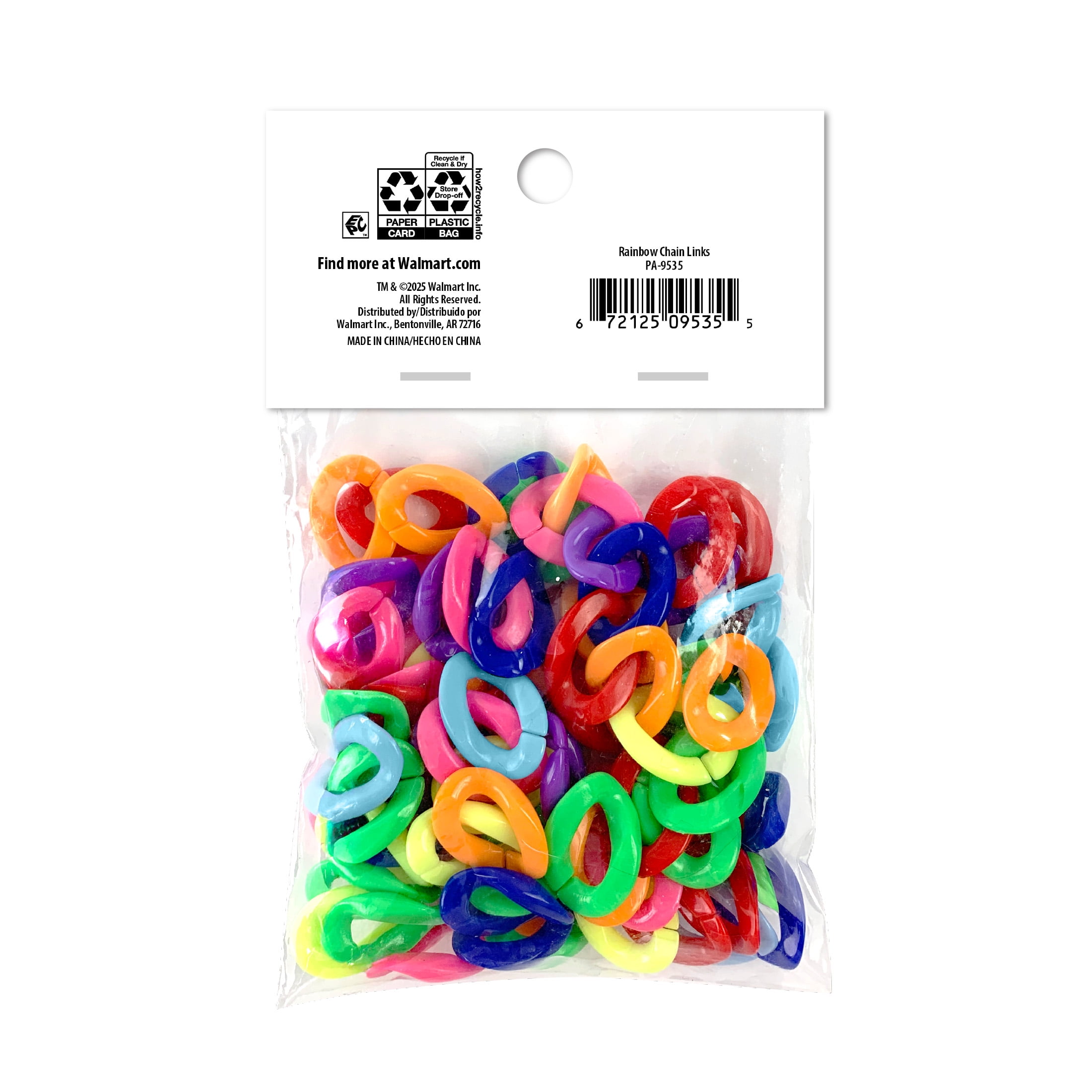 Hello Hobby Rainbow Plastic Chain Links, DIY Kids Jewelry