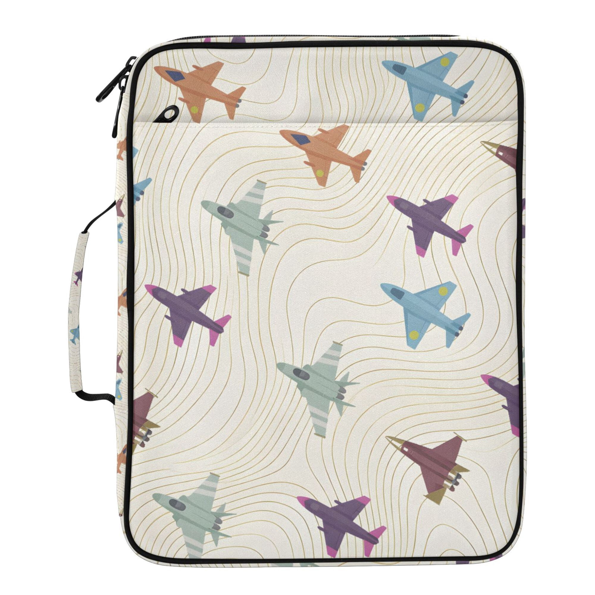 FORMRS Accordion File Folder A4 Size 7-Pocket Expanding Document Organizer Bag with 3 Ring Binder, Colorful Cartoon Planes Pattern