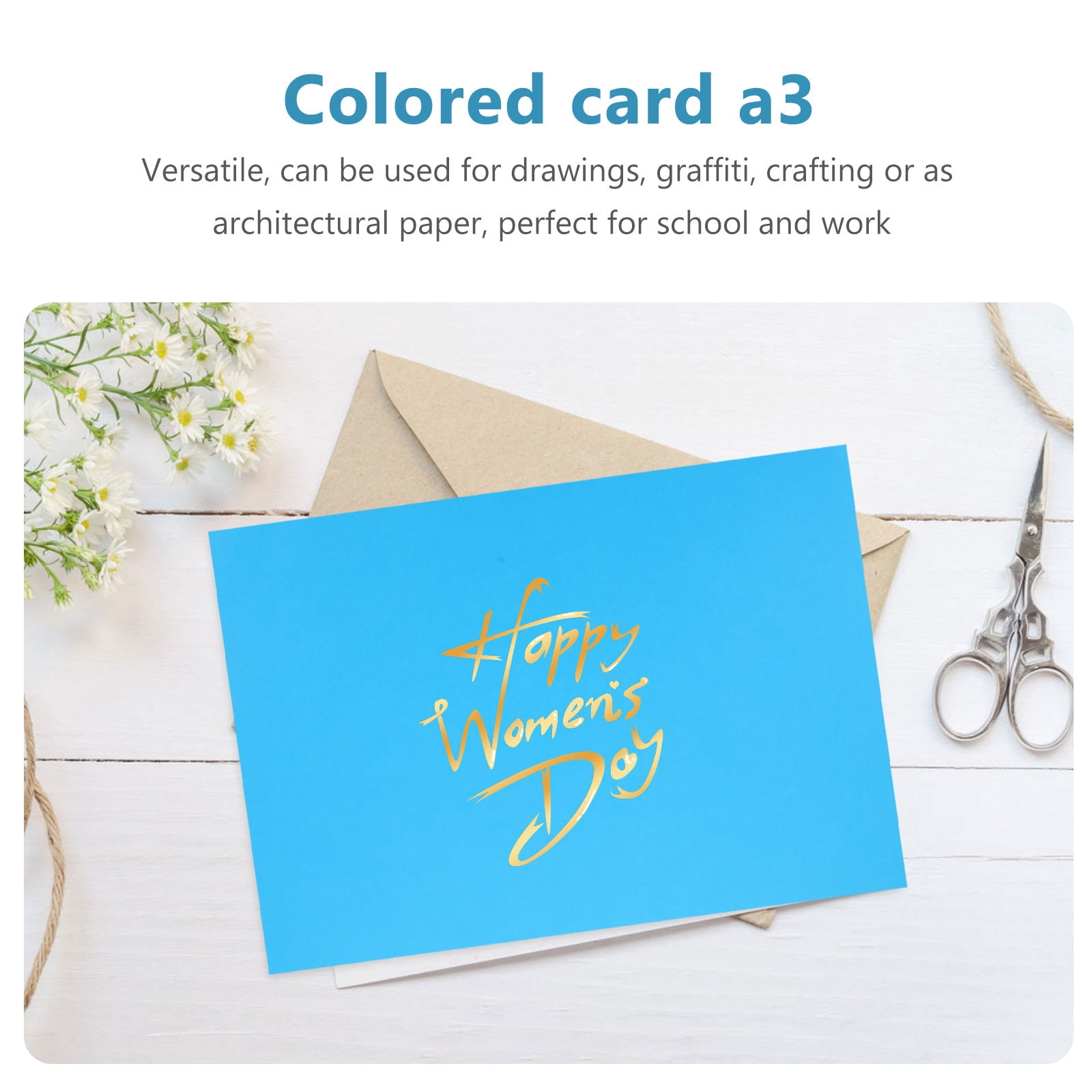 WHAMVOX  50 Sheets Color Cardboard Painting Paper Drawing Student Child Blue