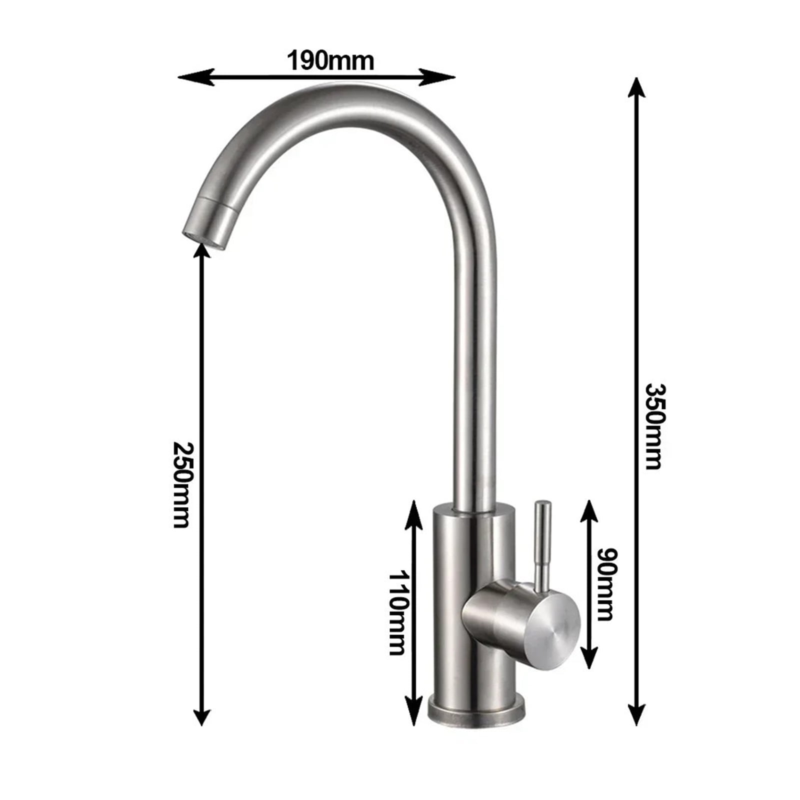 Kitchen Water Faucet 304 Stainless Steel Sink Faucets Cold Hot Tap 360 ° Rotation Single Handle ,Tankless Design