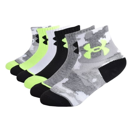 Under Armour Baby Boys' Multi Pack Printed Quarter Sock, Grey Camo, 2T-4T
