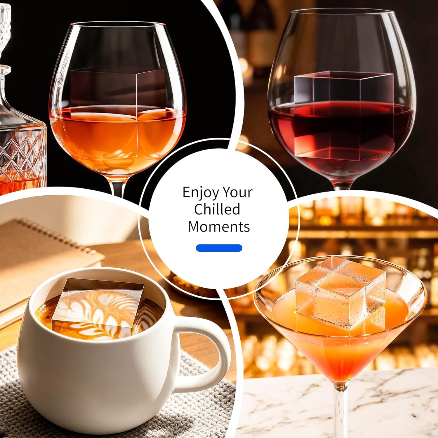 Clear Ice Cube Maker,6 Cavity Square Ice Cube Mold for Whiskey,1.9 * 2.1 Inch Clear Ice Maker,Idea Gifts for Boyfriend Boss Men who Have Everything