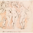 thumbnail image 2 of Willem Panneels 15x15 Black Ornate Wood Framed Double Matted Museum Art Print Titled - The Three Graces (1628 - 1630), 2 of 5