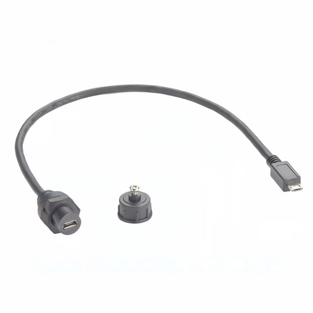 Generic IP67 Micro USB Male to Female Extension Cable Micro Type B Flush Panel Mount Threaded Fixed Charging & Data Cable for Hard Drive