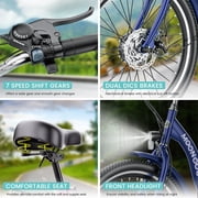 MOONCOOL 24/26 Electric Tricycle for Adults, 700W Peak Motor,7 Speeds Electric Trike w/ 36V 10.4Ah Removable lithium battery,3 Wheels Unisex Electric Bikes,16MPH,40Miles